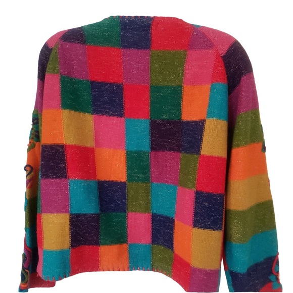 Vintage Michael Simon Checkerboard Cardigan Sweater size 1 - Picture 5 of 6